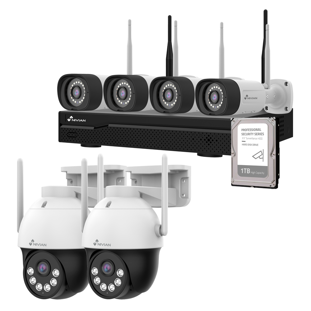 Kit Videovigilância Wi-Fi 6 com 6 câmaras 3 MP + 1 TB